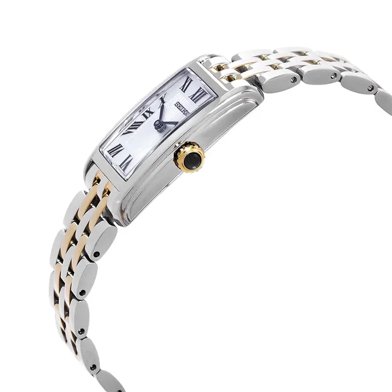 Seiko Essentials White Dial Two-Tone Rectangular Ladies Watch- SWR087